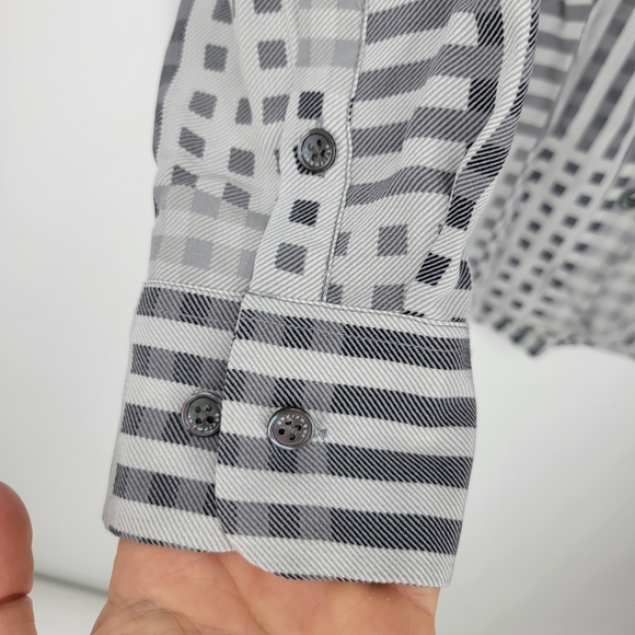 Equipment Femme silk button down shirt blouse top grey modern print geometric - Picture 6 of 8